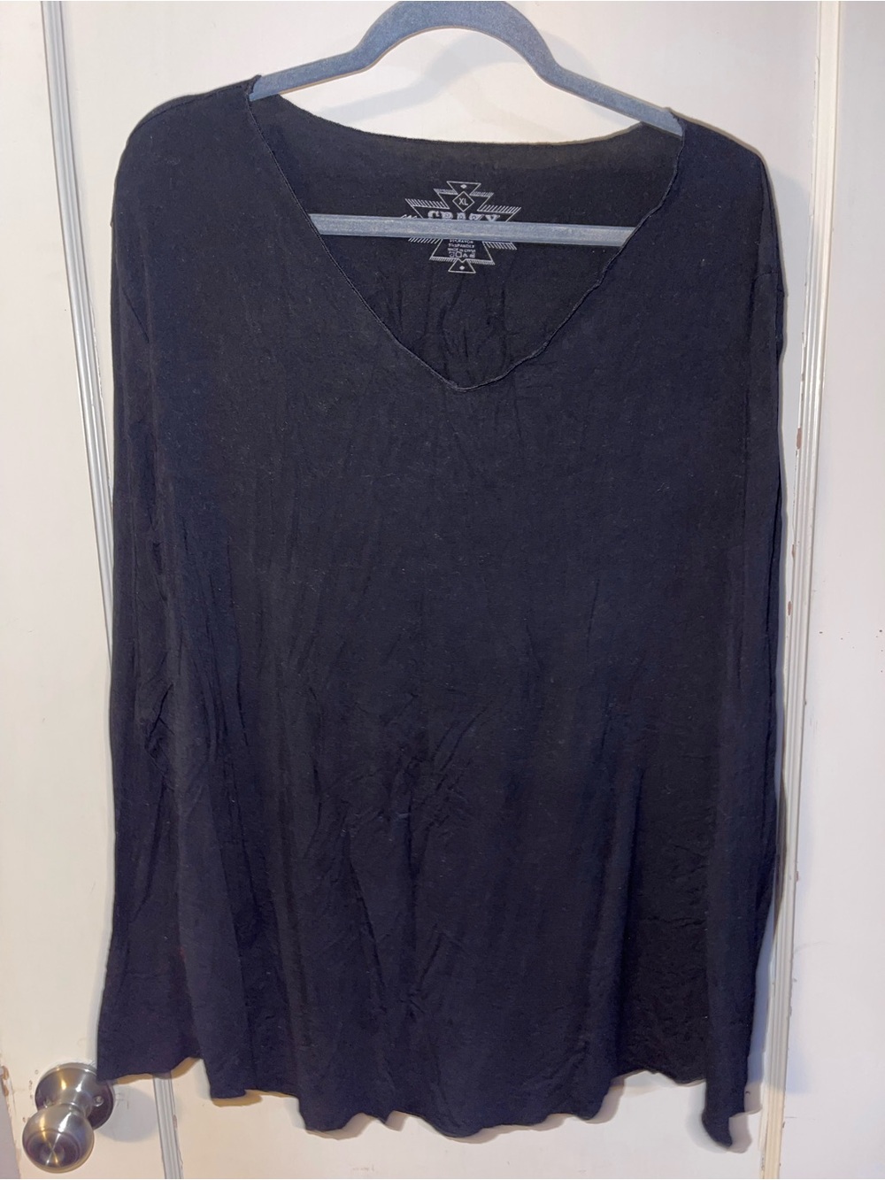 Crazy Train Black V-Neck Long Sleeve Top